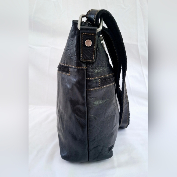 Jack Georges Uptown Hobo Black Leather Crossbody Shoulder Bag #7814 - Picture 8 of 13